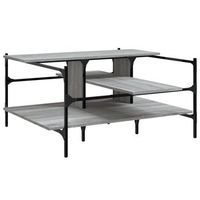 mesa de centro de diseno industrial con estantes 100 x 100 x 485 cm madera de ingenieria gris y acero dec039928