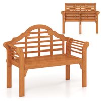 costway banco plegable de madera acacia para exteriores silla loveseat para 2 personas para jardin patio y porche 123 x 54 x 69 cm natural