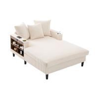 chaiselongue multifuncional de pana beige   aosom espana
