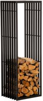 soporte para troncos de madera en metal negro mate