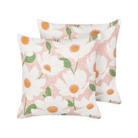 conjunto de 2 cojines boho de algodon con diseno floral hecho a mano funda extraible 45 x 45 cm rosa jatropha