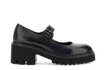 zapatos de salón estilo mary jane en piel con tira y hebilla black
