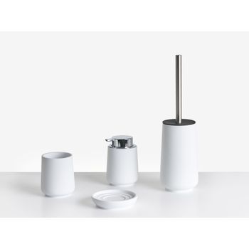 Conjunto De 4 Accesorios De Baño Jabonera Dispensador De Jabón Escobilla Para El Inodoro Vaso Blanco Suches