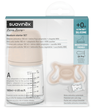 Suavinex Zero Zero Set Recién Nacido Light Biberón Flujo Adaptable 180 ml + Chupete +0m