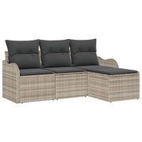 conjunto de sofa de jardin con cojin 4 piezas  mueble de jardin gris claro poliratan