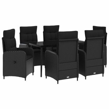 Juego De Mesa Y Sofá 7 Uds. Negro Vidaxl