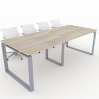 mesa de reuniones hogar y oficinas estructura metalica cerrada color plata tablero melamina color haya 240x100 fabricado en espana