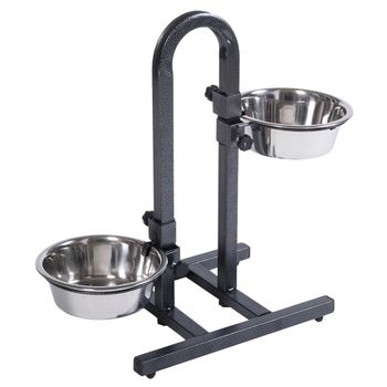 U-Shaped Dog Bowl Stand with Stainless Steel Bowls - 2 x 1.8 litre