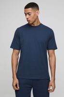 camiseta basica con cuello de caja navy