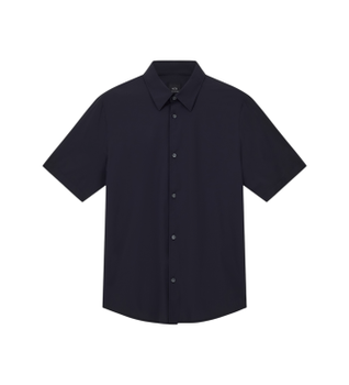 A|X Armani Exchange para hombre. XM001566AF19193UB101 Camisa premium gris (S), Casual, Poliamida, Manga corta