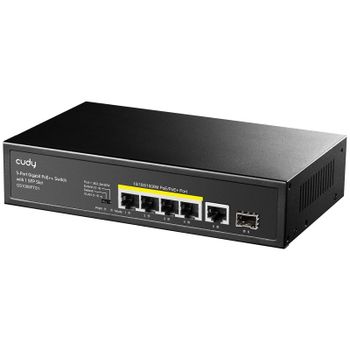 Switch Cudy Gigabit 5 Puertos RJ-45, 1 SFP, PoE+ 120W, Montaje Rack, Metal, Sin Ventilador
