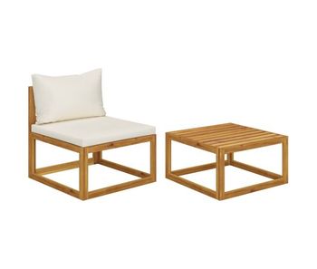 Vidaxl set de sofá de jardín 2 pzas con cojín madera maciza de acacia