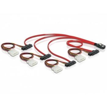 Cable Mini SAS 36pin a 4x SAS 29pin DeLOCK 0,5 m Rojo