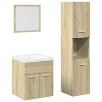 juego de 4 uds muebles de bano  armario de bano contrachapada roble sonoma
