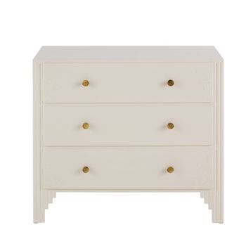 Cómoda de 3 cajones de pino y MDF color crudo de 90 cm