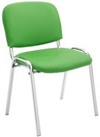 silla con patas de metal y asiento en simil cuero verde