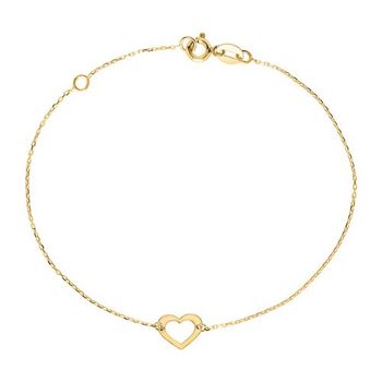 Pulsera corazón para mujer en oro de 9 quilates