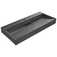 lavabo suspendido de pared clasico rectangular fundicion mineral acabado mate 100 x 46 cm negro quenko
