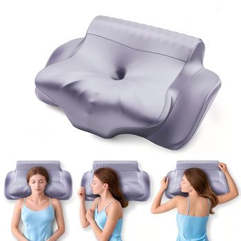 Niceluck Almohada Cervical Almohada Mariposa Espuma Viscoelástica 62x35cm, Gris