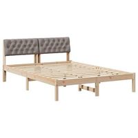 estructura de cama con cabecera marron y taupe 140 x 190 cm vidaxl