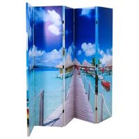 biombo separador de ambientes plegable 200 x 170 cm diseno playa en madera de abeto dec031171