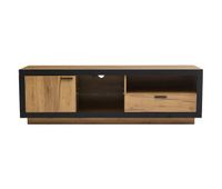mueble tv led 706555 - centro de entretenimiento moderno con estantes de vidrio - negro  roble