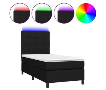 Cama box spring colchón y luces led tela negro 100x200 cm bloques con cuadros