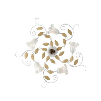 Lámpara De Techo De Hierro Lacado Blanco Shabby 5 Luces H.17 Ø80 Bl274-pl5-bco