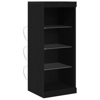 Aparador Led Roble Negro 41 X 37 X 100 Cm Madera De Ingeniería Vidaxl