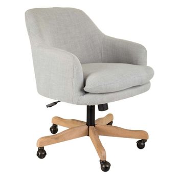 Silla de madera y tapizada con ruedas gris claro 60x60x40/93h cm