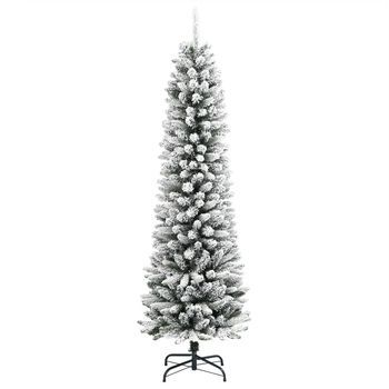 Árbol De Navidad | Decoraciones De Navidad Artificial Estrecho Con Nieve Pvc Y Pe 180 Cm