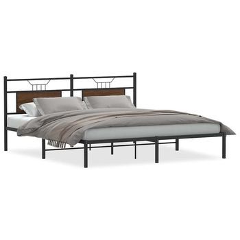 Estructura De Cama Sin Colchón Roble Marrón 183x213 Cm Vidaxl
