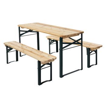 Banco Para Niños Marrón Con Mesa Y 4 Asientos De Madera De Abeto