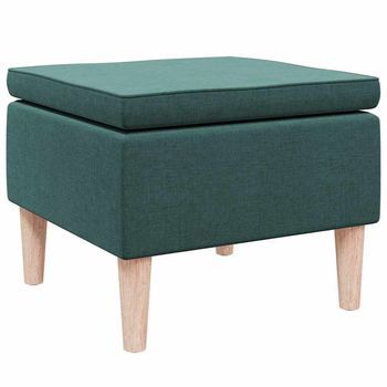 Taburete Con Patas De Madera Tapizado Tela Verde Oscuro Vidaxl