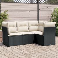 conjunto de sofas jardin 4 uds  mueble jardin mesa y sillas con cojines ratan sintetico negro cfw627384