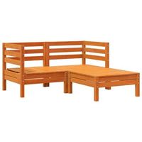 sofa de jardin 2 plazas  sofa de exterior con reposapies madera pino marron cera