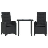 set comedor de jardin 3 pzas con cojines ratan sintetico negro cfw907992