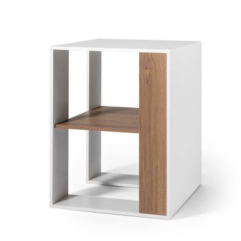 Costway Mesa Auxiliar de 2 Niveles con Estante de Almacenamiento Abierto Multifuncional para Sofá Cama Salón Dormitorio Oficina 45x45x60cm Blanco