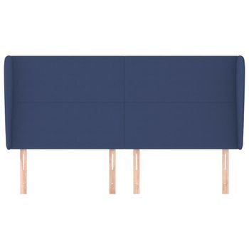 Cabecero Cama Mueble De Dormitorio Con Orejas De Tela 203 X 23 X 118/128 Cm Azul M02_0003070