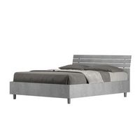 cama doble con almacenaje 140x200 con cabecera inclinada de listones cemento ankel