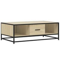 mesa de cafe - mesa de centro madera ingenieria metal roble sonoma 100x57x35cm