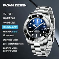 reloj mecanico automatico original pagani design de 40mm para hombre miyota 8215 sumergible de acero inoxidable con cristal de zafiro