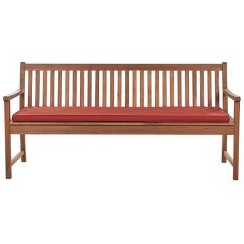 Banco De Jardín 3 Plazas Listones Patio Clásico Madera De Acacia Certificada Cojín Rojo Vivara