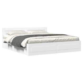 Estructura De Cama Doble Matrimonial Con Cabecero - Blanco 200x200 Cm