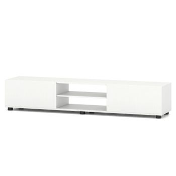 Costway Mueble para TV de hasta 70 Pulgadas con Estantes Abiertos Compartimentos Puertas y 6 Patas Metálicas para Salón Blanco