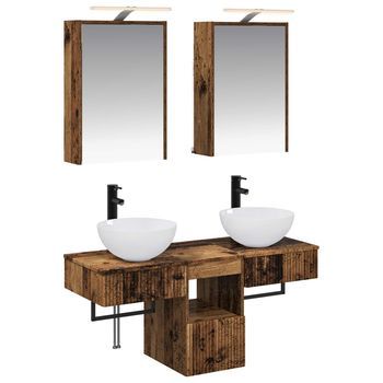 Juego De Muebles De Baño 5 Uds. Madera Envejecida Vidaxl