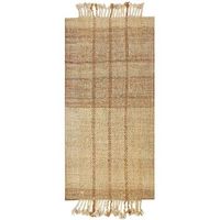 alfombra de yute beige claro 80 x 150 cm hecho a mano borlas dormitorio karkin