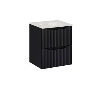 Mueble lavabo individual encastrado 50cm 2 cajones riva negro