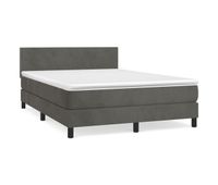 cama box spring con colchon terciopelo gris oscuro 140x190 cm diseno plano
