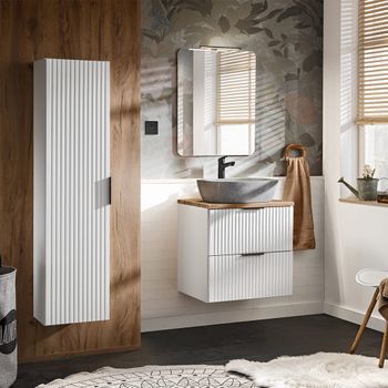 Conjunto mueble lavabo individual tableros de melamina y mdf blanco